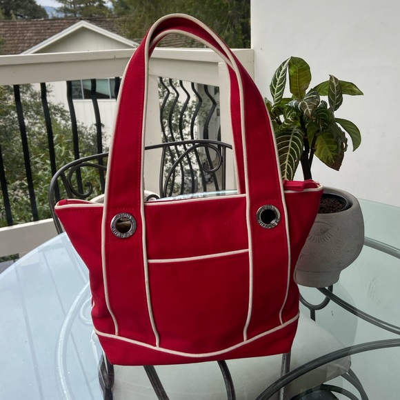 FINAL SALE!🚨Vera Bradley red canvas tote with white piping - Picture 2 of 8